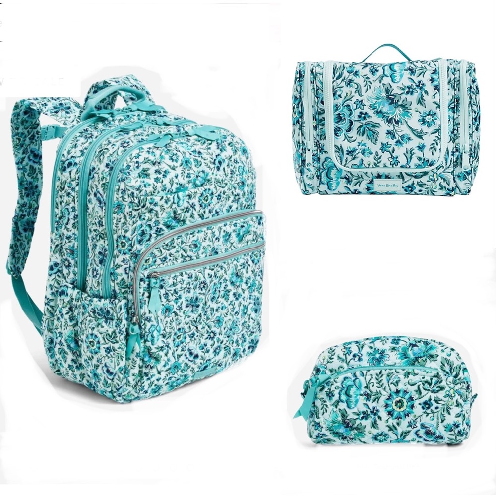 SOLD Vera Bradley Cloud Vine Backpack And Cosmetic